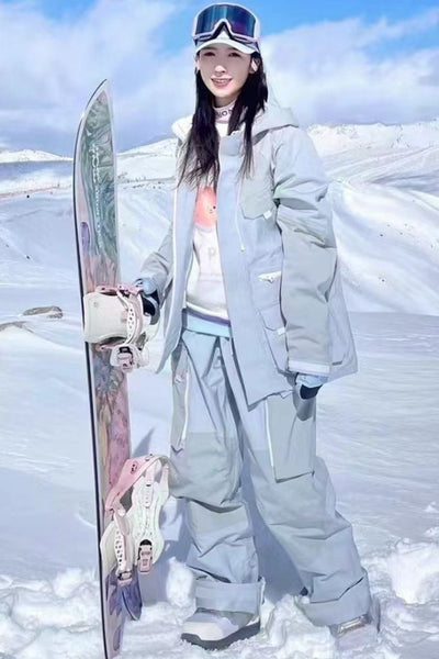 XwXwSeui Men Women 3L Blue Shell Ski Pants