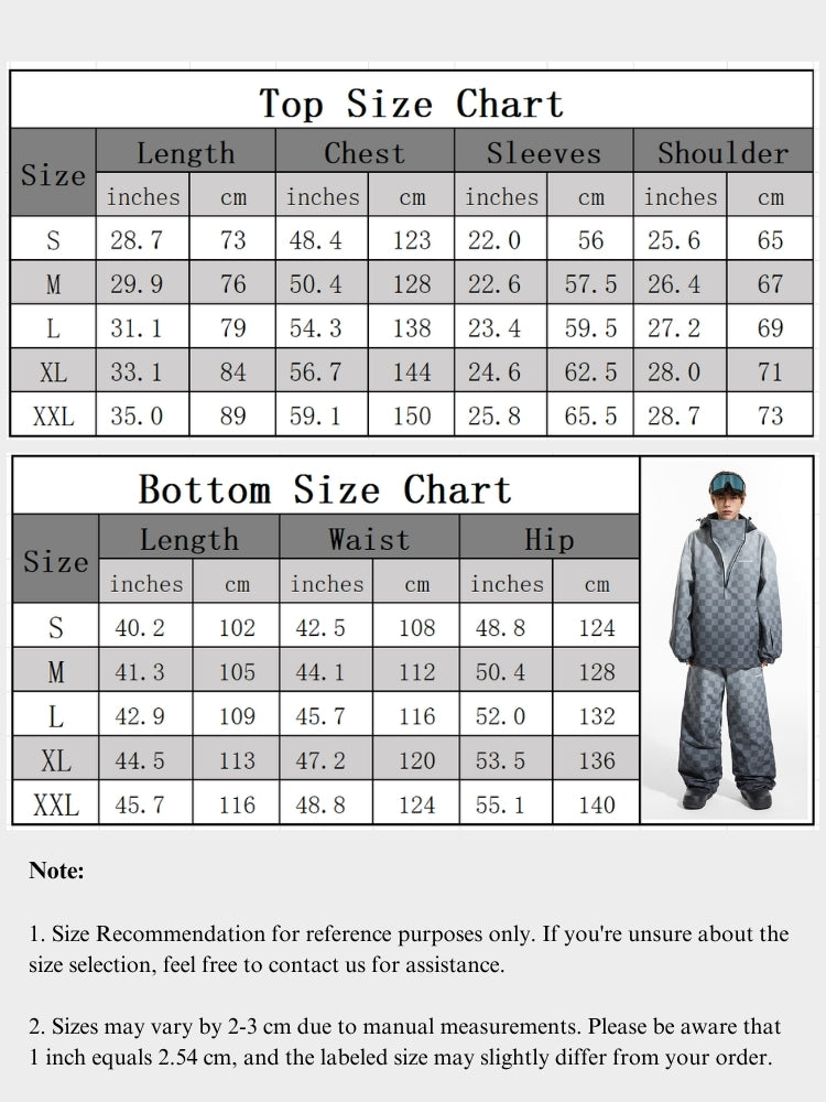 XwXwSeui Men Women 3L Gradient Grid Hooded Ski Suits