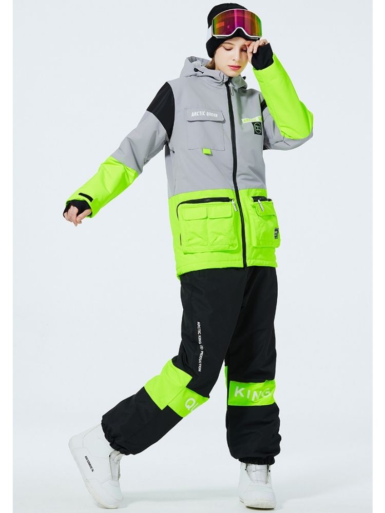 XwXwSeui Men Women Windproof Insulated Snow Suits-Green Series