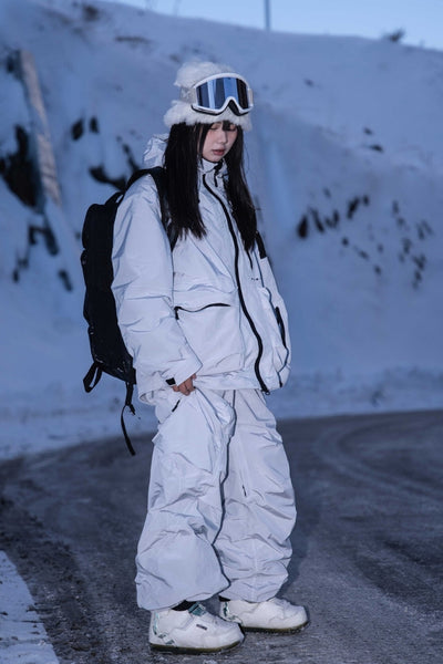 XwXwSeui Men WomenWrinkle Baggy Hooded Snow Jacket