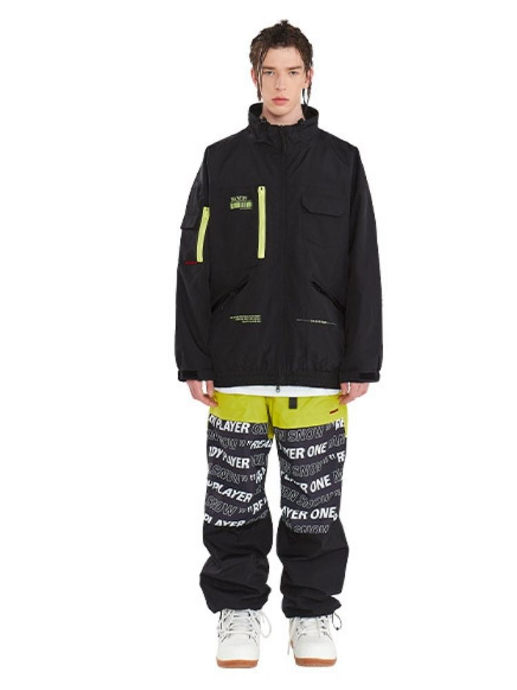 XwXwSeui Men Women Colorblock Waterproof Outoor Ski Pants