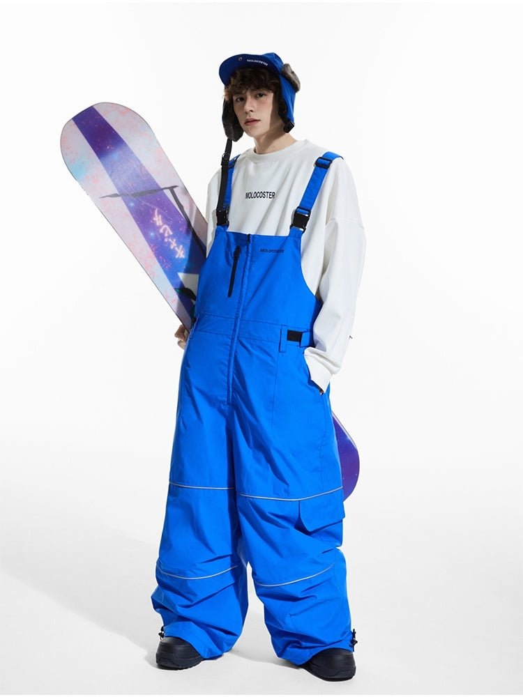 XwXwSeui Men Women Fleeced Reflective Baggy Snow Bibs