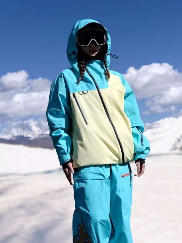 XwXwSeui Men Women 3L Color Zipper Hooded Snow Suits