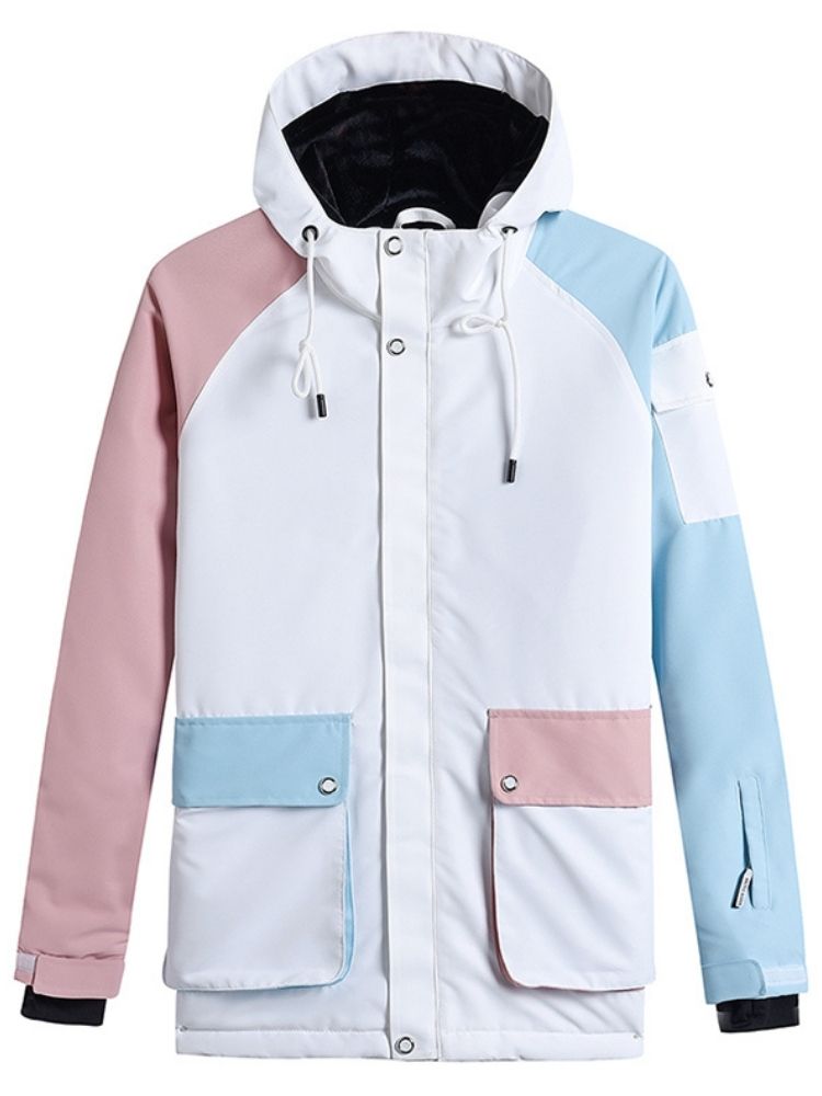 XwXwSeui Men Women Colorblock Waterproof Snow Suits-Pink Series