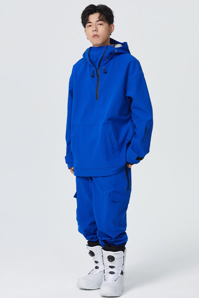 XwXwSeui Men and Women Fleeced Single Double Board Stand-up Collar Ski Suit