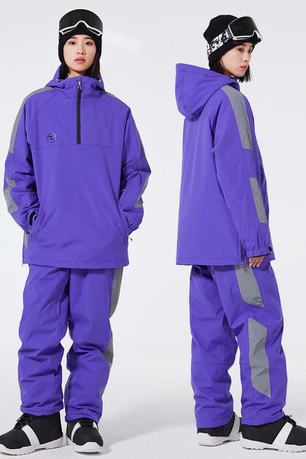 XwXwSeui Men's Women's Fleeced Reflective Waterproof Breathable Skiing Suits