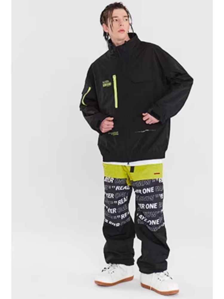 XwXwSeui Men Women Colorblock Waterproof Outoor Ski Pants