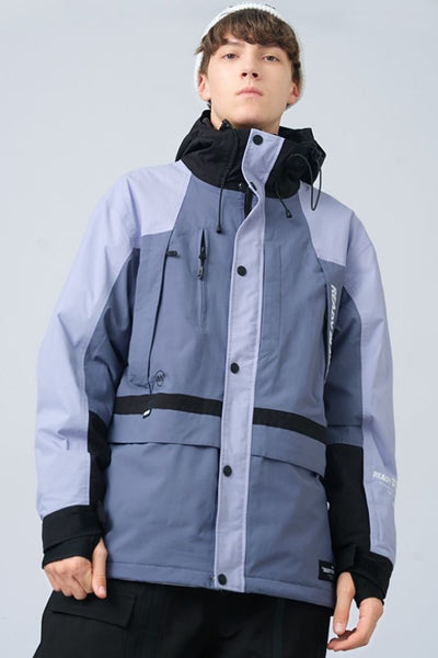 XwXwSeui Men Women Colorblock Insulated Hood Snow Jacket