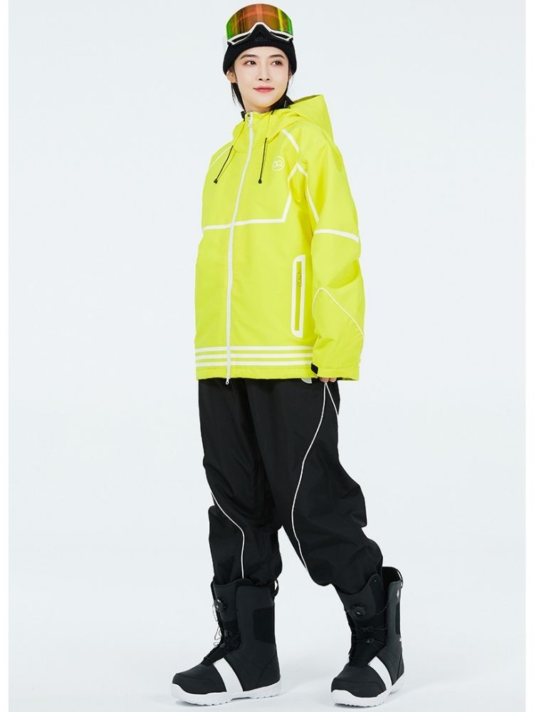 XwXwSeui Men Women Lines Outdoor Snow Suits-Yellow Series