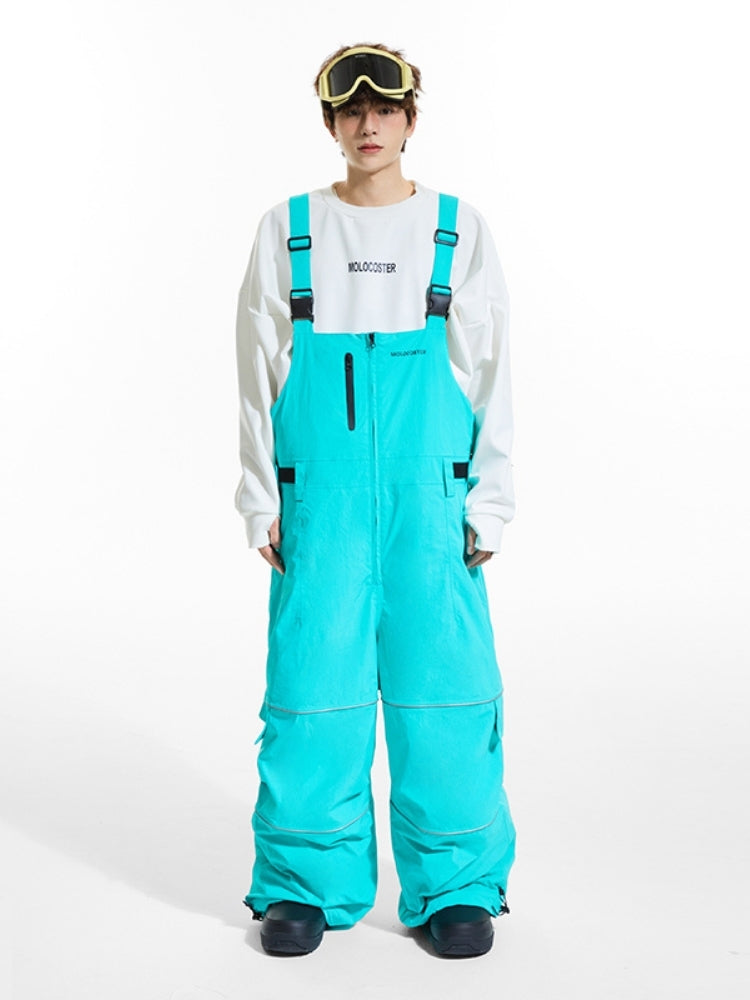 XwXwSeui Men Women Fleeced Reflective Baggy Snow Bibs