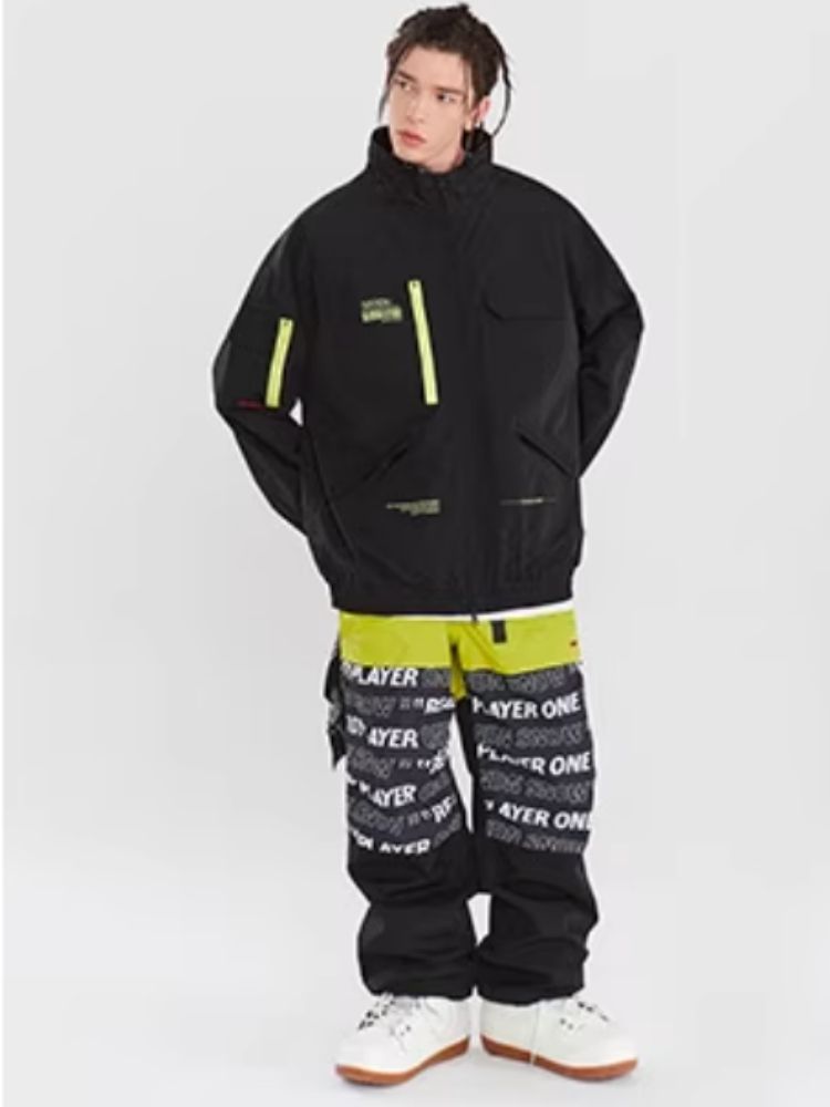 XwXwSeui Men Women Colorblock Waterproof Outoor Ski Pants