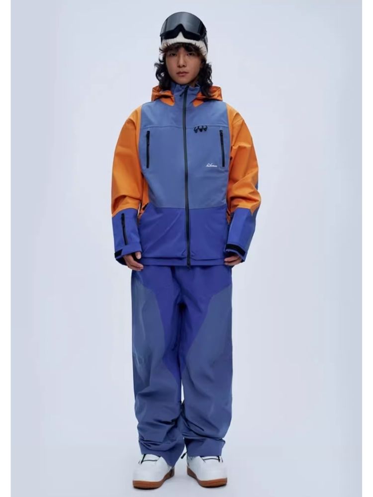 XwXwSeui Men Women Colorblock Shell Snow Jacket