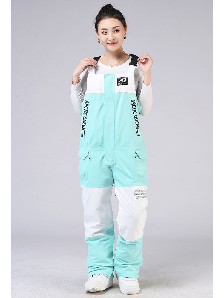 XwXwSeui Men Women Colorblock Shell Snow Bibs