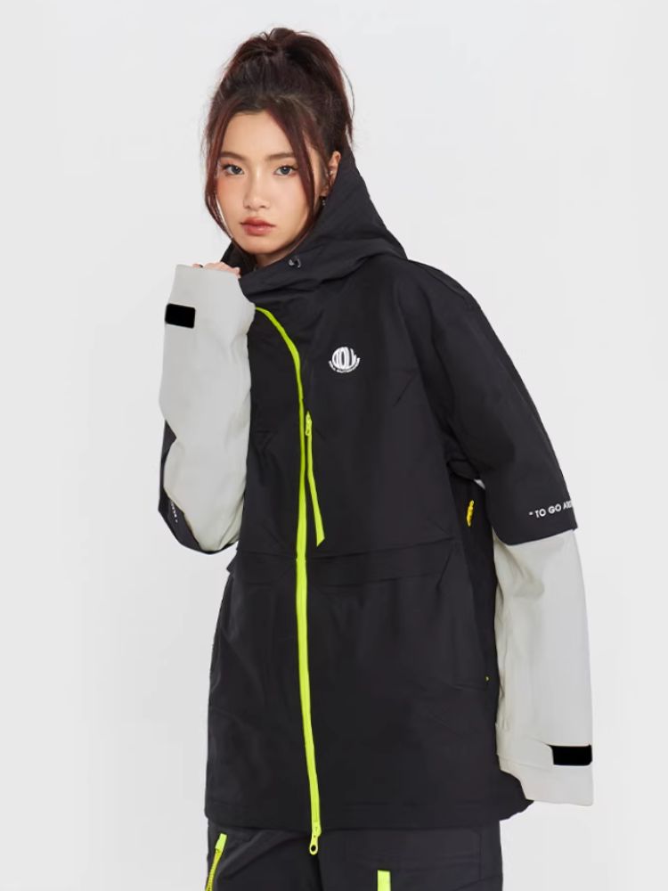 XwXwSeui Men Women Colorblock Insulated Snow Jacket