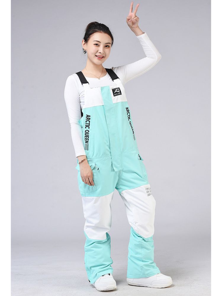 XwXwSeui Men Women Colorblock Shell Snow Bibs