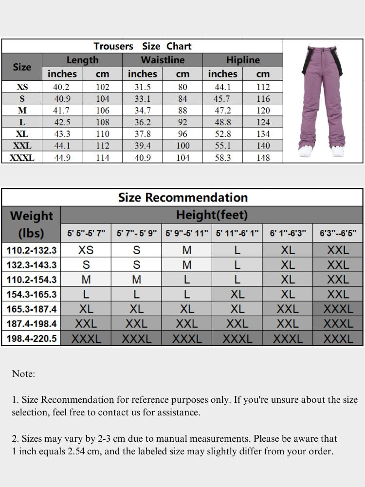 XwXwSeui Men Women Waterproof Slim Ski Pants