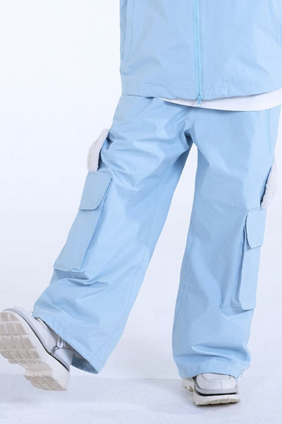 XwXwSeui Men's Women's Waterproof Single Double Board Rabbit Ears Loose Fashionable Ski Pants