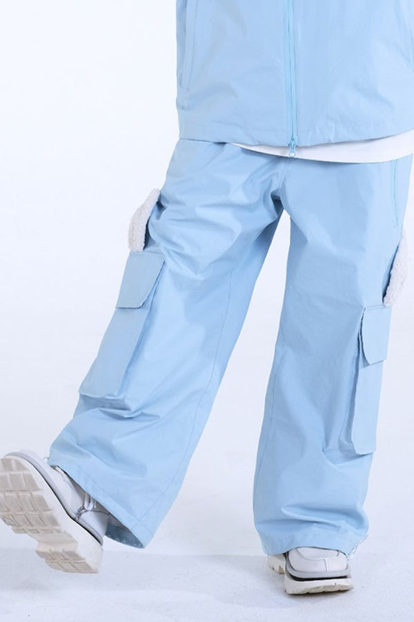 XwXwSeui Men's Women's Waterproof Single Double Board Rabbit Ears Loose Fashionable Ski Pants