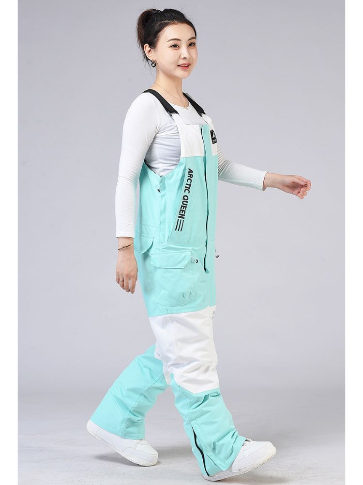 XwXwSeui Men Women Colorblock Shell Snow Bibs