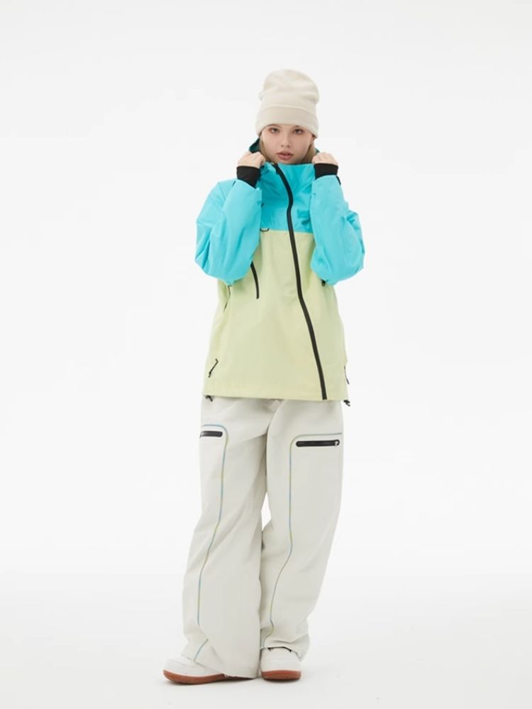 XwXwSeui Men Women 3L Color Zipper Hooded Snow Suits