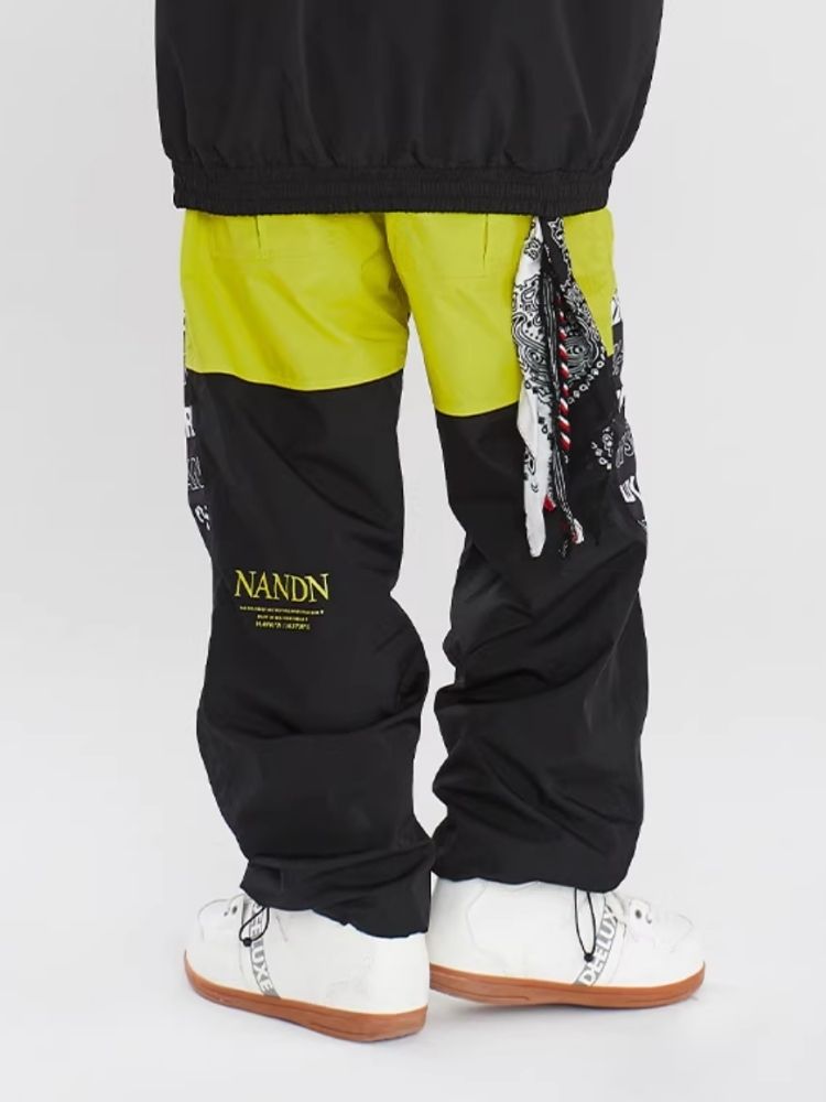 XwXwSeui Men Women Colorblock Waterproof Outoor Ski Pants