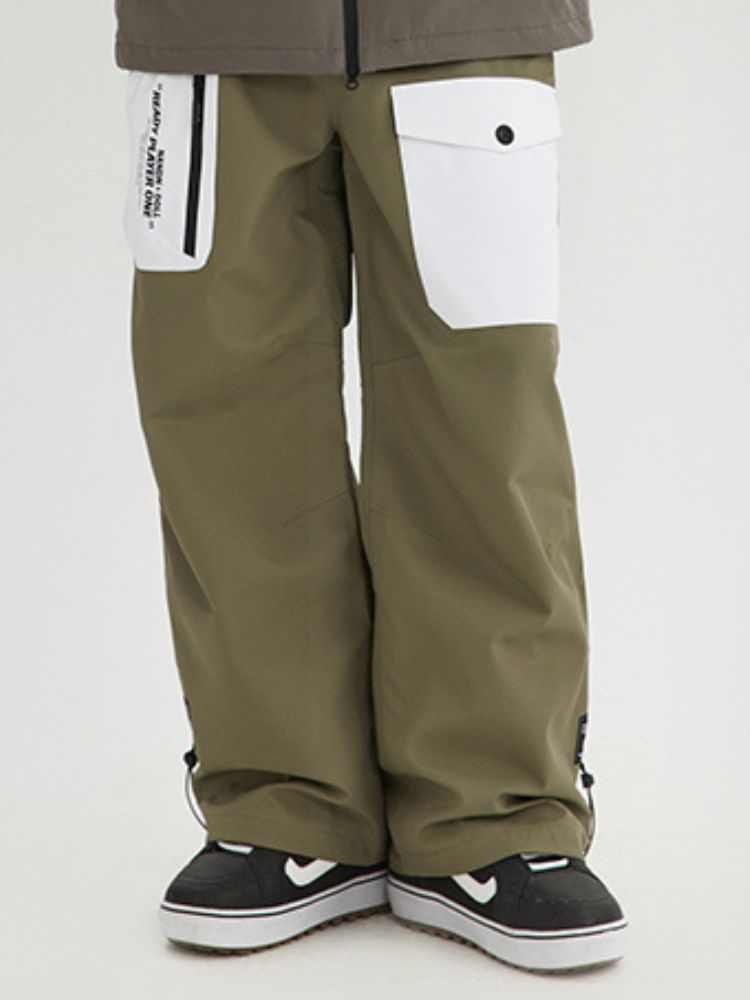 XwXwSeui Men Women Loose Colorblock Ski Pants