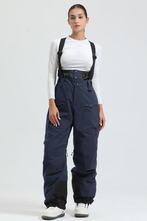 XwXwSeui Women Fleeced High Waist Adjustable Shoulder Strap Solid Skiing Bibs