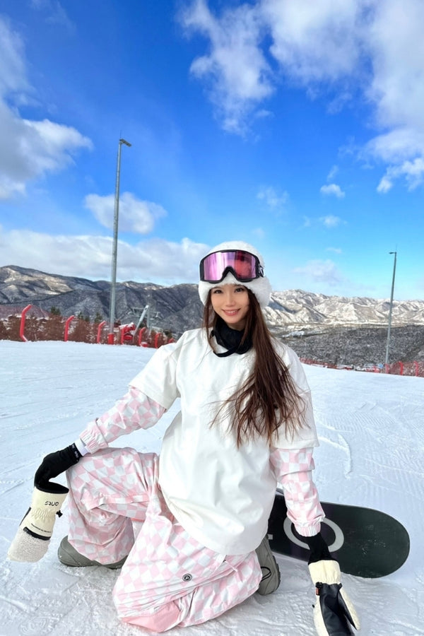 XwXwSeui Men Women Chessboard Pattern  Ski Suits