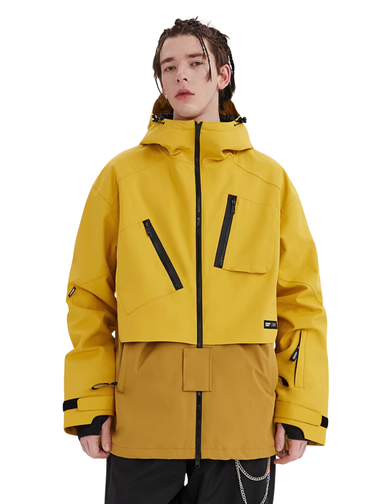 XwXwSeui Men and Women Colorblock Hood Insulated Snow Jacket