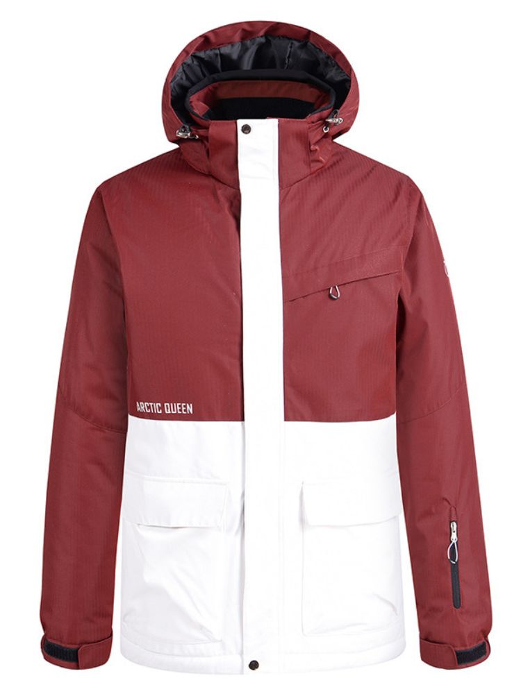 XwXwSeui Men Women Colorblock Hooded Snow Jacket