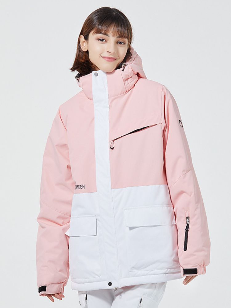 XwXwSeui Women Pink Insulated Snow Jacket