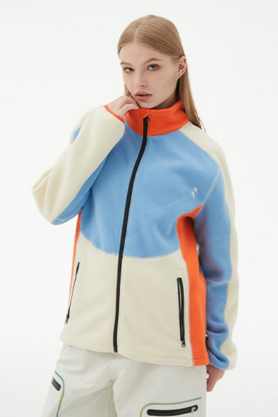 XwXwSeui Men Women Colorblock Mid Fleece Snow Jacket