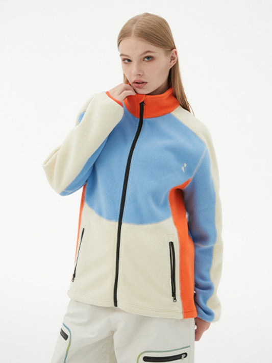 XwXwSeui Men Women Colorblock Mid Fleece Snow Jacket