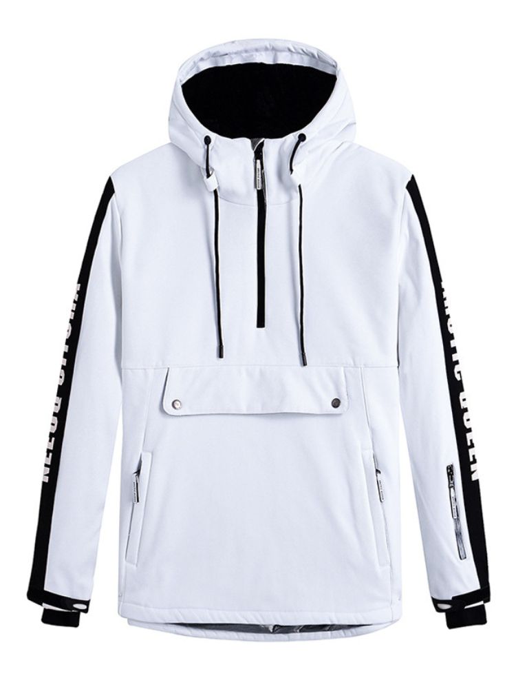 XwXwSeui Men Women Half Zipper Hooded Snow Jacket