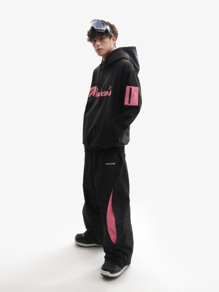 XwXwSeui Men Women Pink Embroidery Loose Ski Sweatshirt