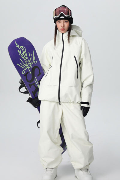 XwXwSeui Mens Womens Chic Hooded Solid Baggy Waterproof Insulated Snowboarding Suits