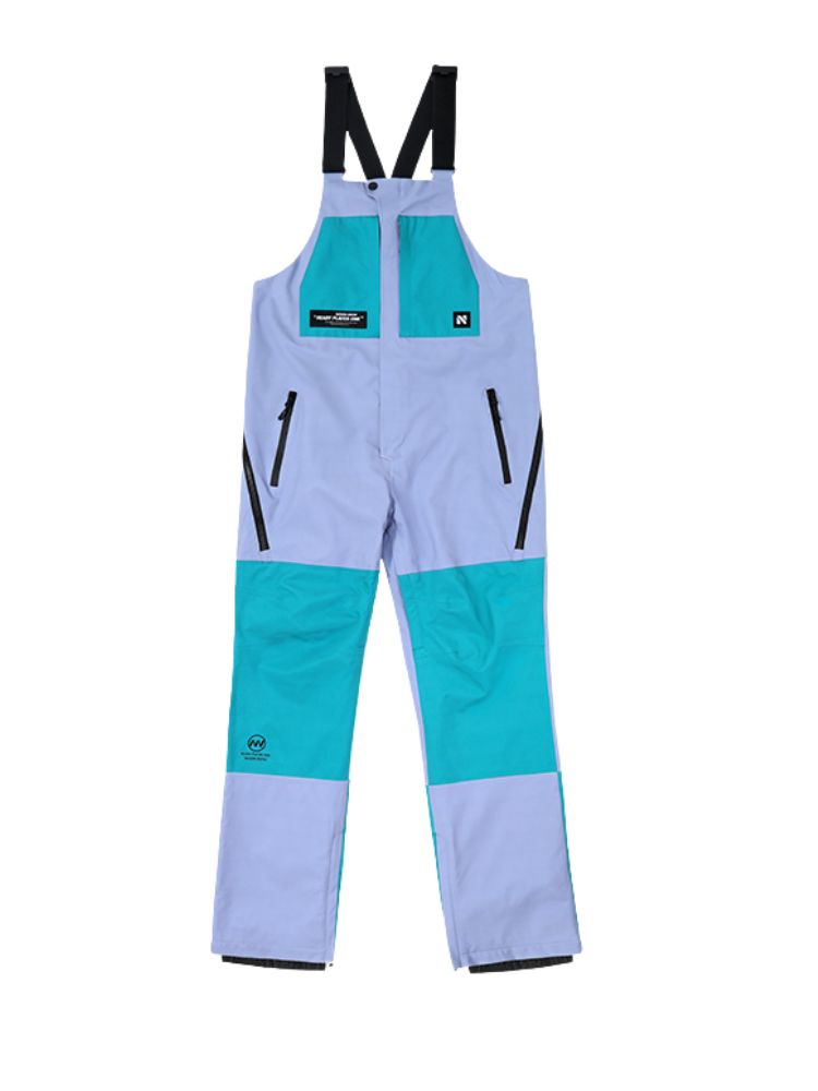 XwXwSeui Men WomenInsulated Loose Colorblock Snow Bibs