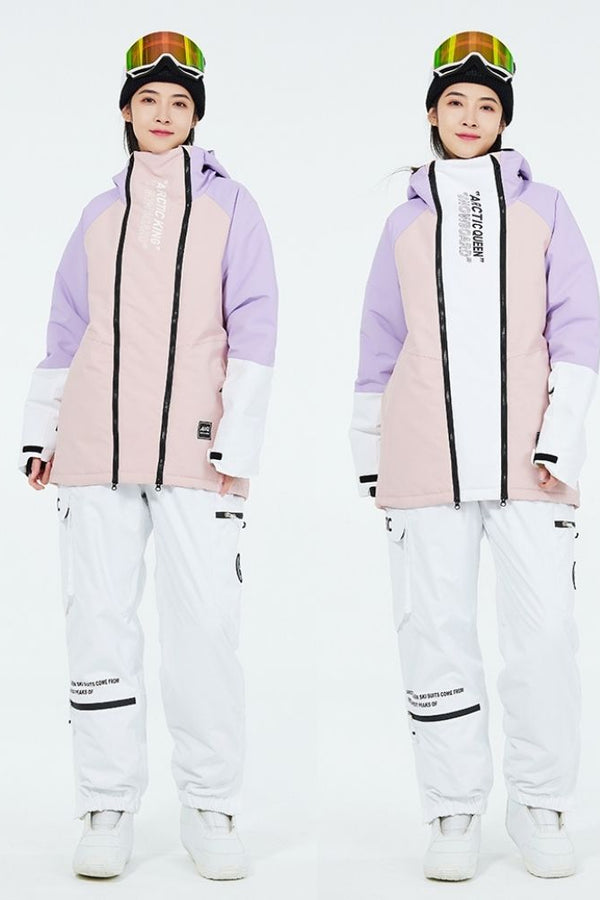 XwXwSeui Men Women Waterproof Insulated Snow Suits-Pink Series
