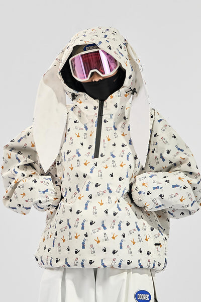 Doorek All-Over Rabbit Print Insulated Hoodie for Men Women