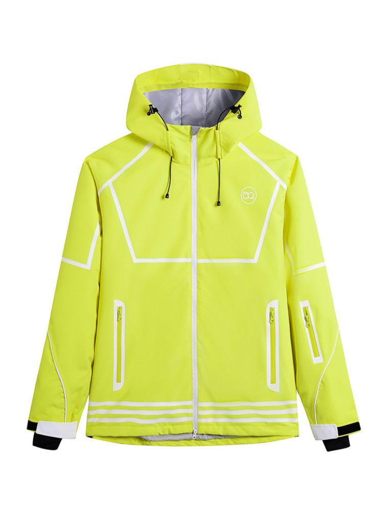 XwXwSeui Men Women Lines Hooded Snow Jacket