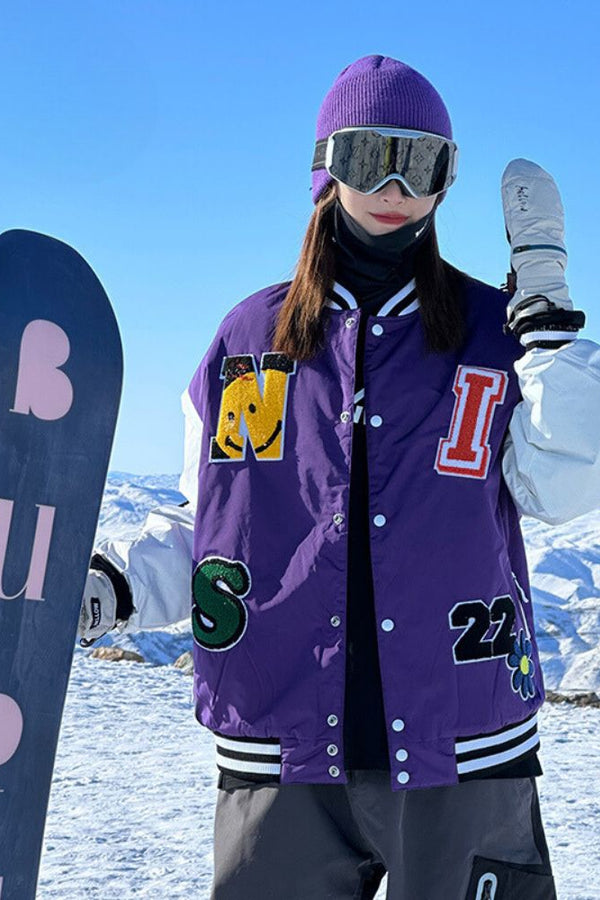 XwXwSeui Men Women Smiley Face Insulated Snow Jacket