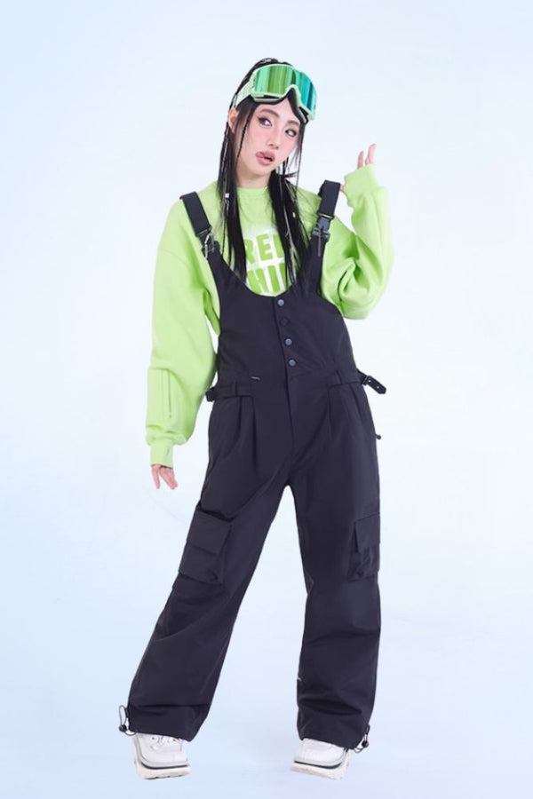 XwXwSeui Women Men Bow Print Loose Single Board Double Board Fashion Ski Suits