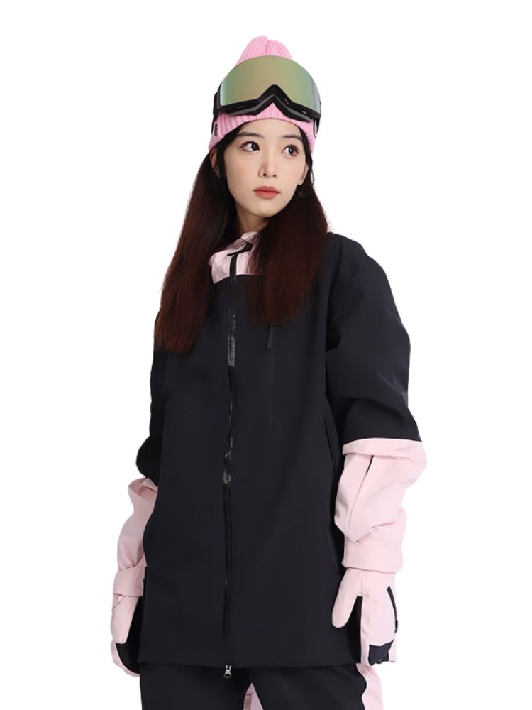 XwXwSeui Men Women Colorblock Outdoor Snow Jacket