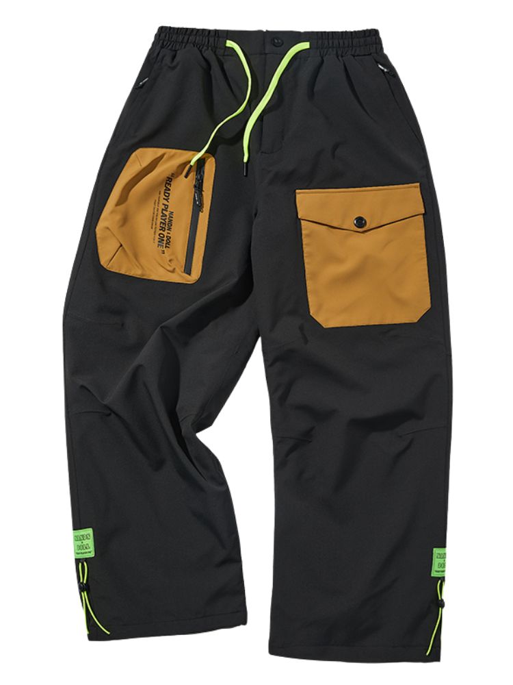 XwXwSeui Men Women Loose Colorblock Ski Pants