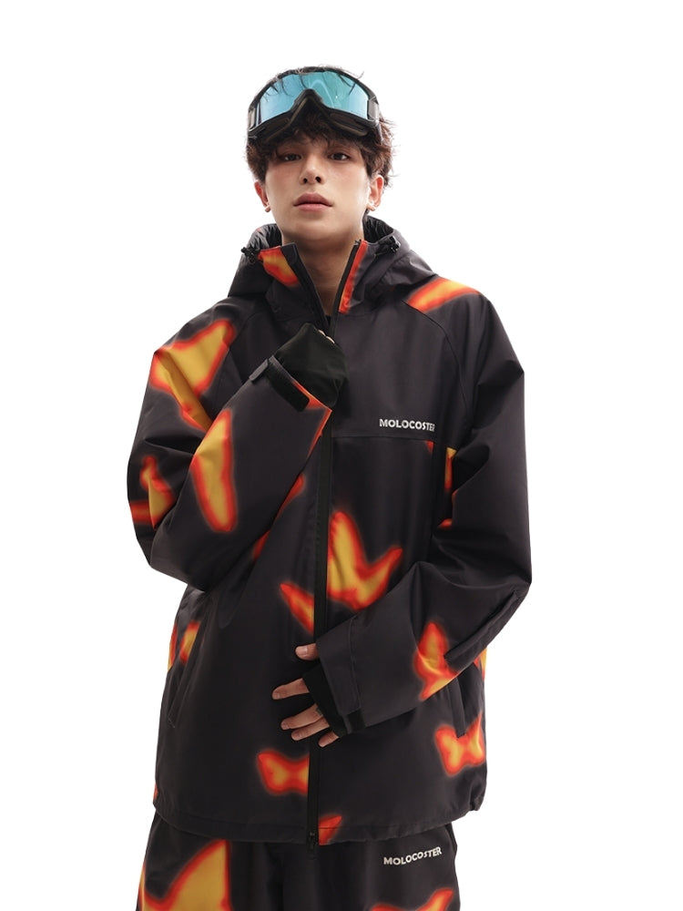 XwXwSeui Men Women Flame Butterfly Hooded Snow Jacket