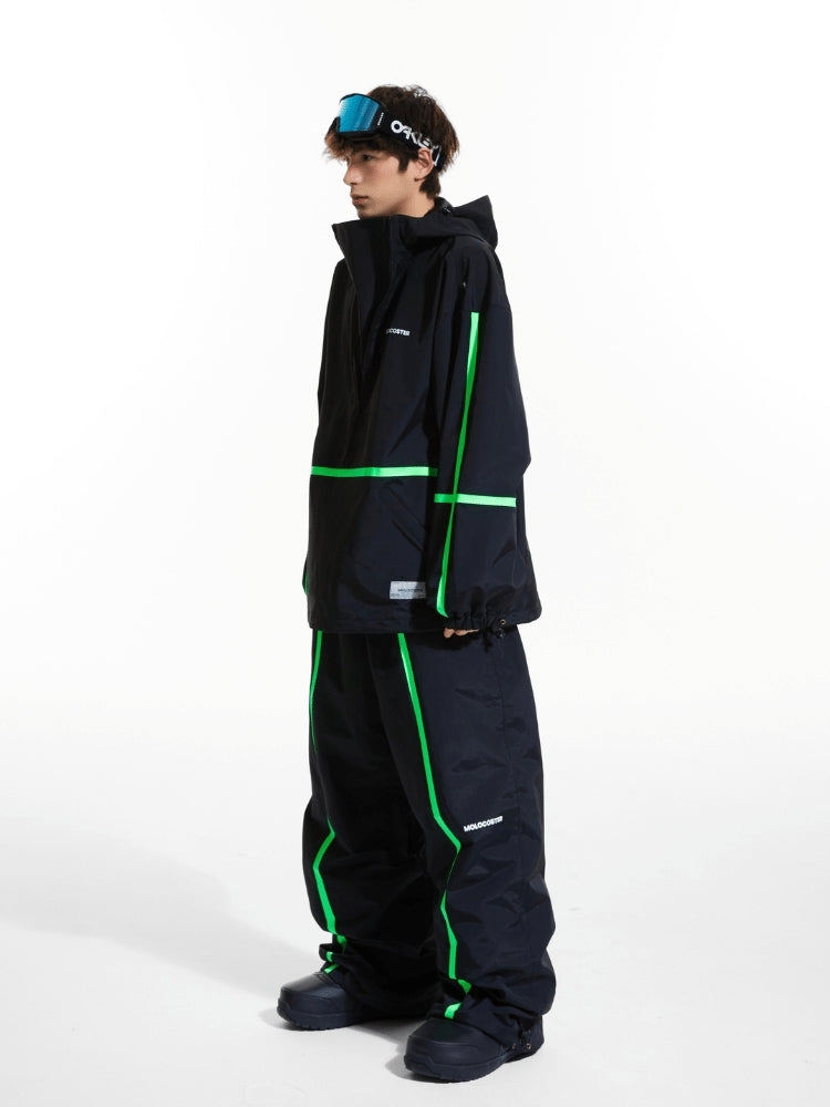 XwXwSeui Men Women Stripe Loose Fleece Ski Suits