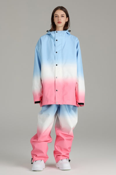 XwXwSeui Women's Men's Shell Gradient Ice Cream Waterproof Snowboard Suits