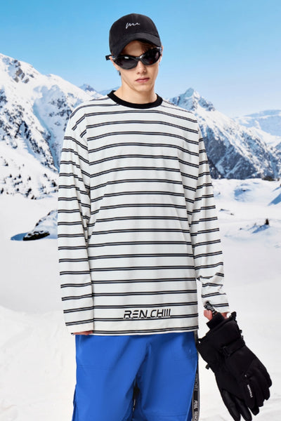 XwXwSeui Women and Men Shell Stripe Classic Pullover Snowboard Sweatshirt