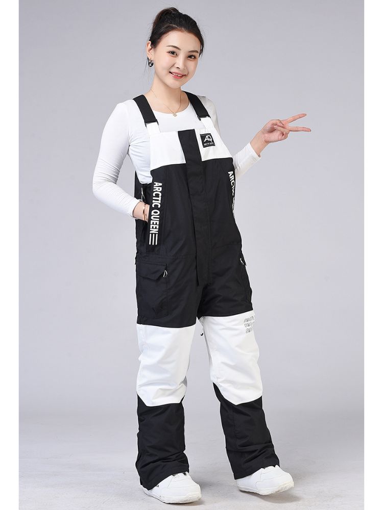 XwXwSeui Men Women Colorblock Shell Snow Bibs