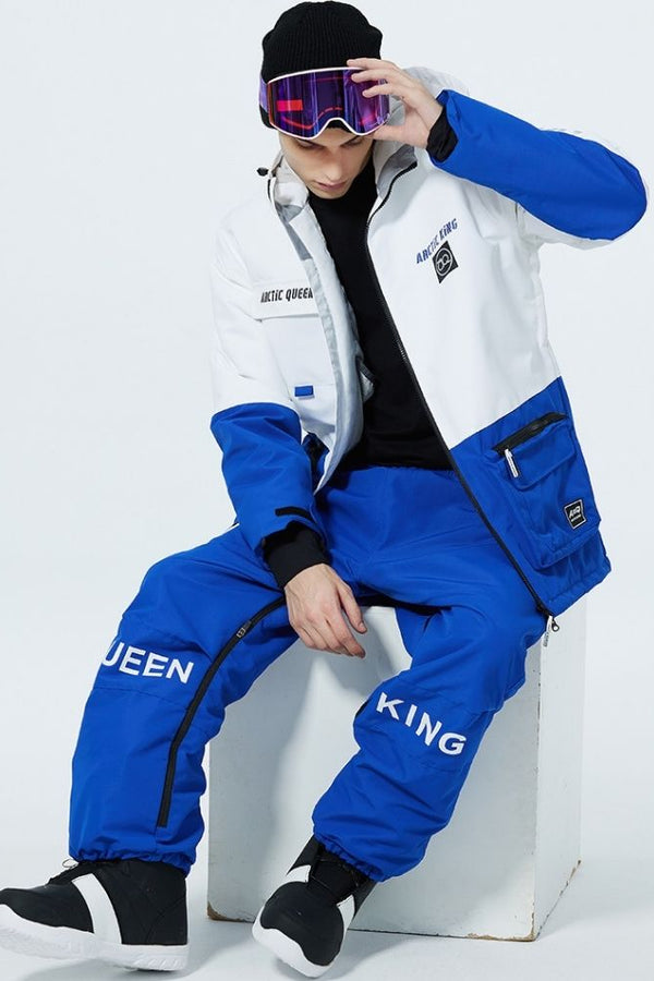 XwXwSeui Men Women Windproof Insulated Snow Suits-Blue Series